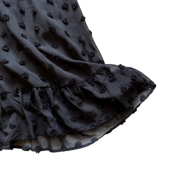 Long Sleeve Black Midi Dress Swiss Dot Women's Size Large - Picture 2 of 4